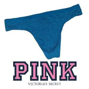 Victoria's Secret PINK Blue Deep Teal Thong Panties Underwear -β Size M P072